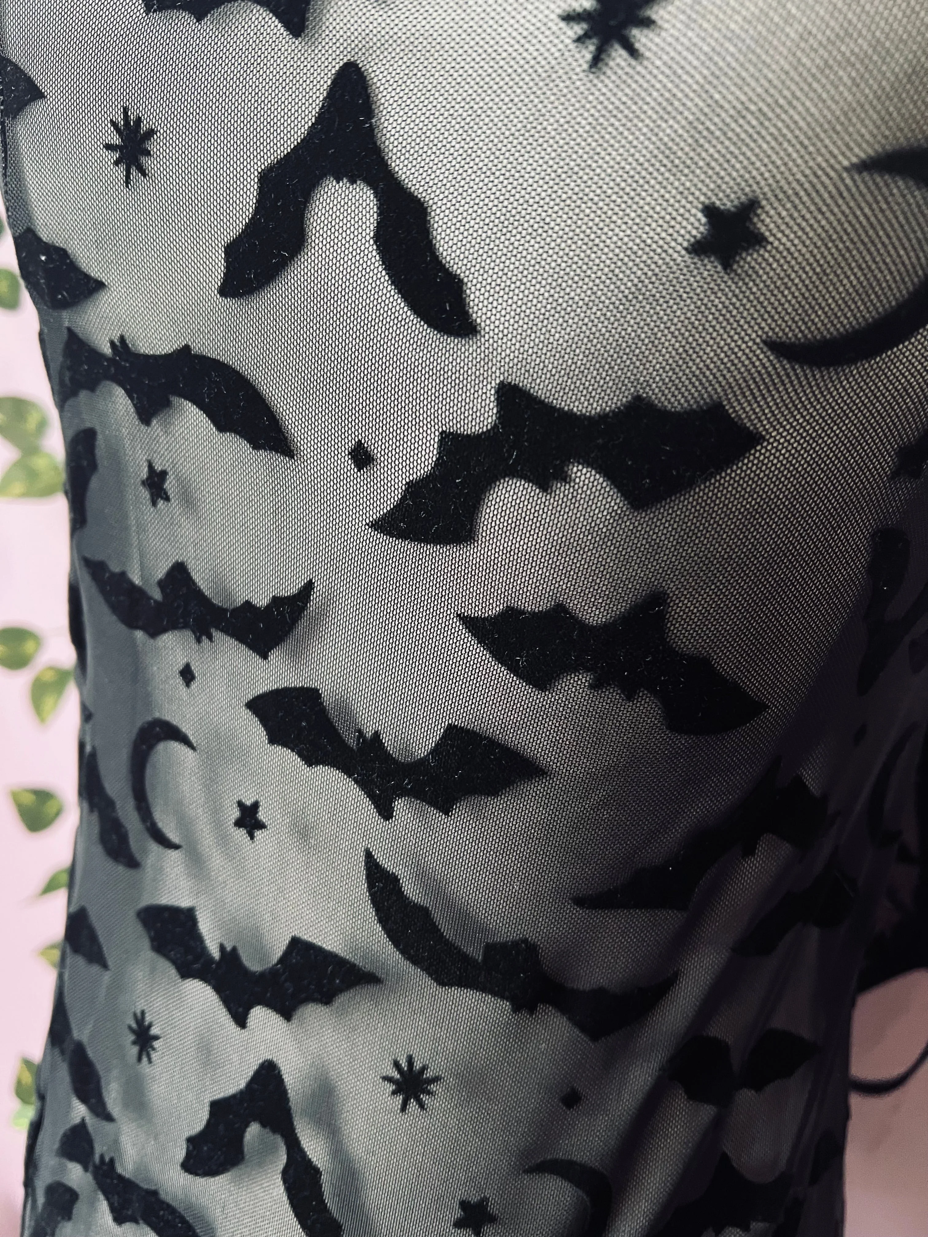 The Sinister Set - BATS - Sheer Velvet Flocked Bra & Shorts Separates - Image 2