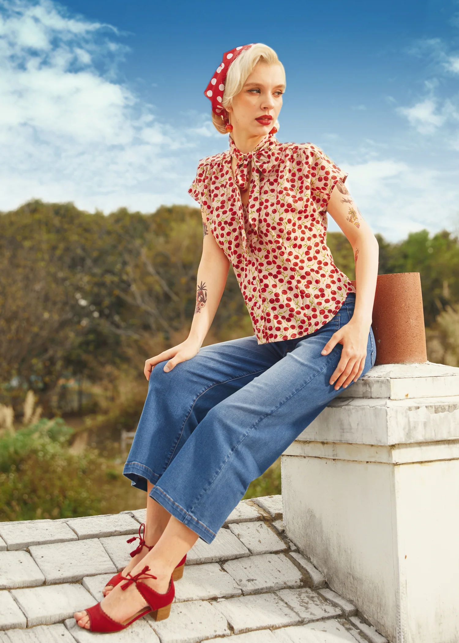 Cherry Sweet Bow Blouse - Image 3