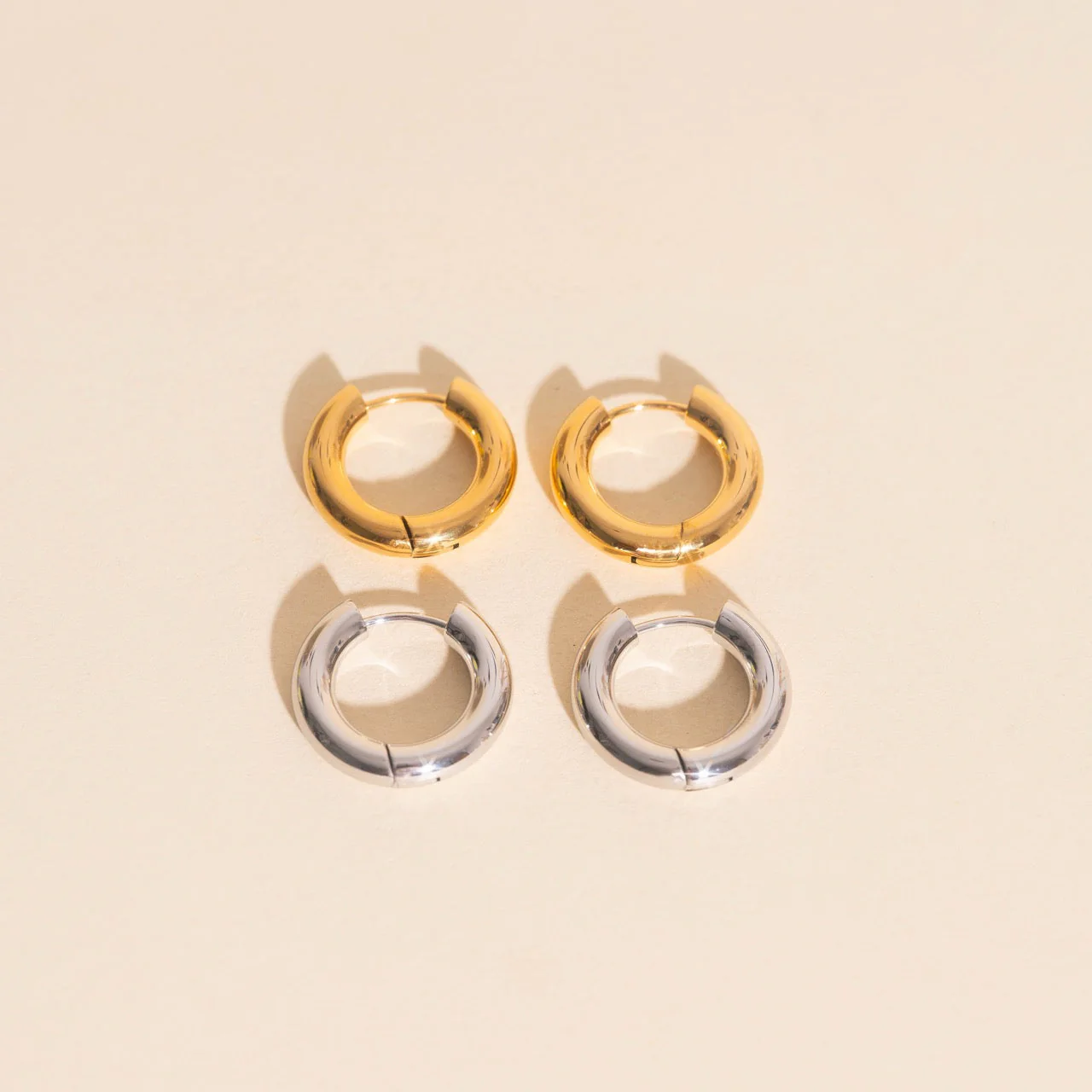 Titanium Chunky Rounded Huggie Hoop Earrings - Image 19