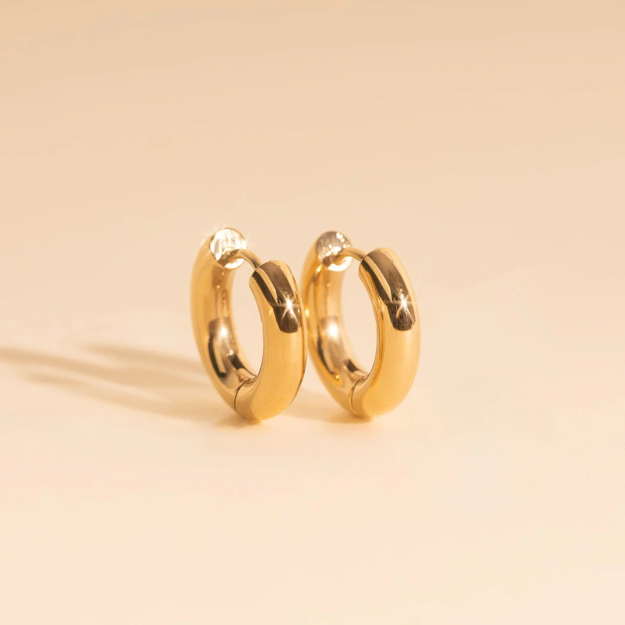 Titanium Chunky Rounded Huggie Hoop Earrings - Image 3