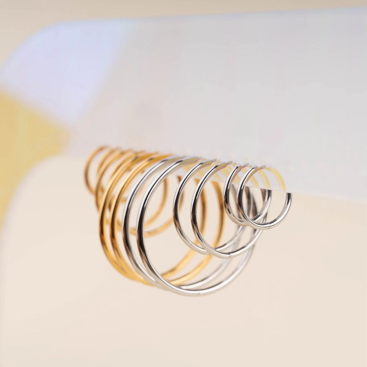 Titanium Circle Rounded Huggie Hoop Earrings - Image 2