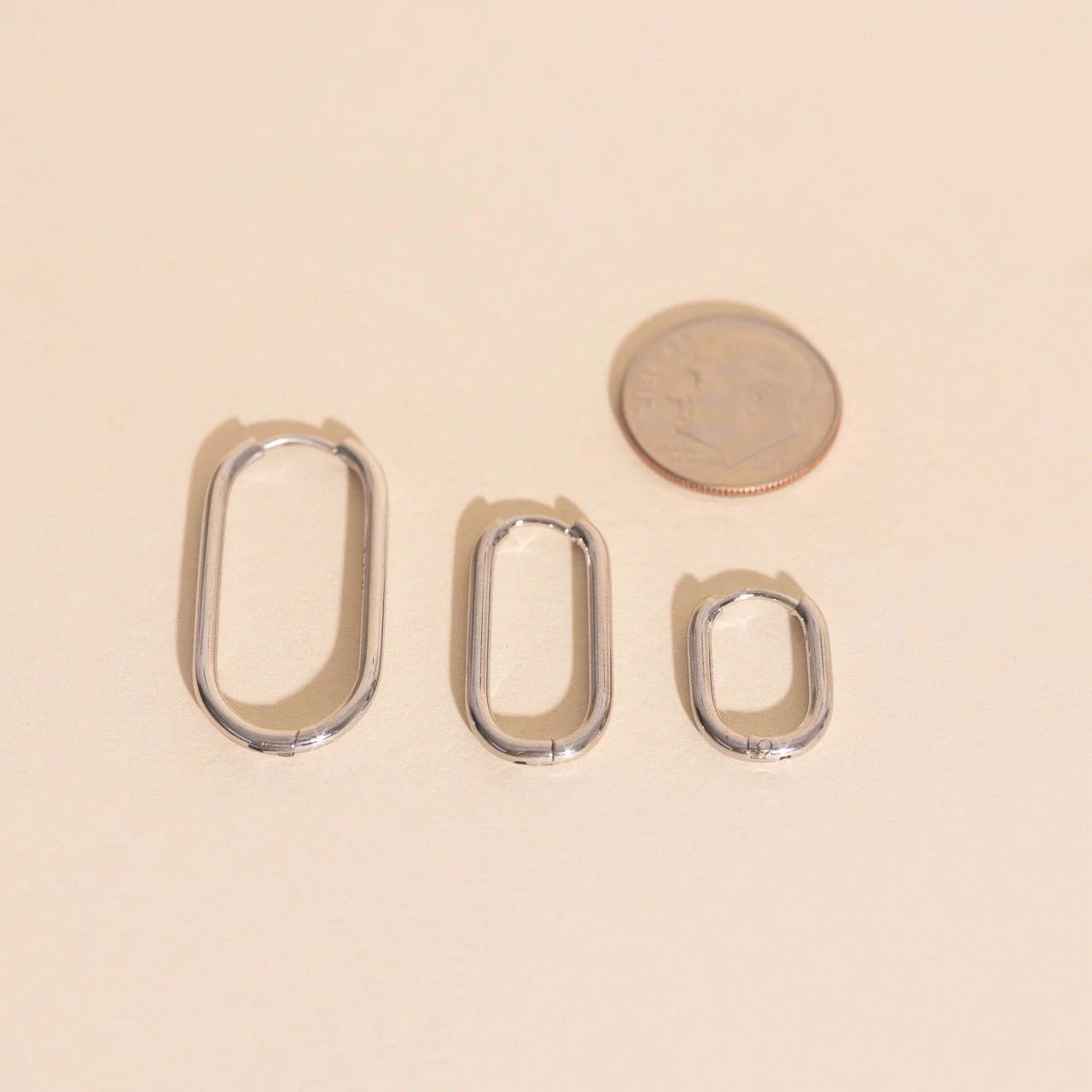 Titanium Rectangle Rounded Huggie Hoop Earrings - Image 18