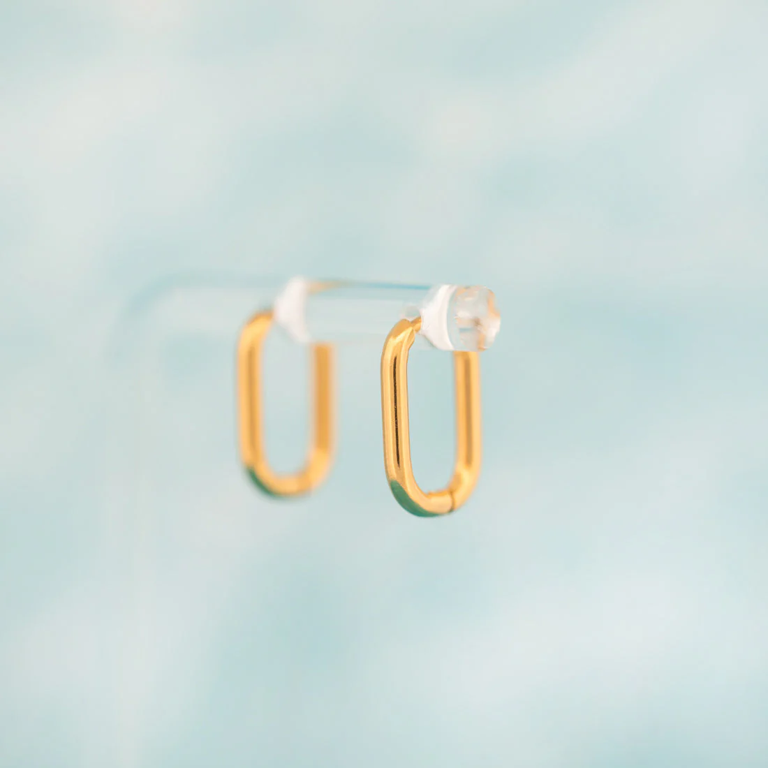 Titanium Rectangle Rounded Huggie Hoop Earrings - Image 19