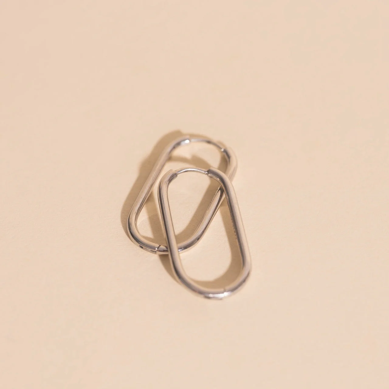 Titanium Rectangle Rounded Huggie Hoop Earrings - Image 2