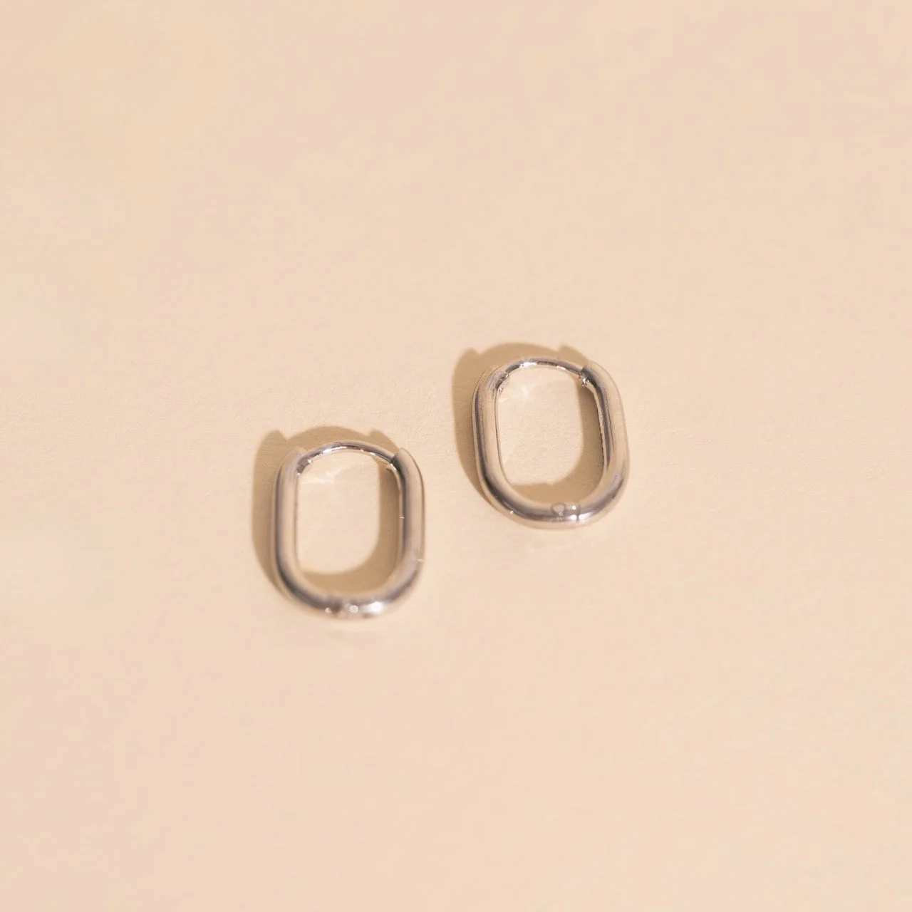 Titanium Rectangle Rounded Huggie Hoop Earrings - Image 5