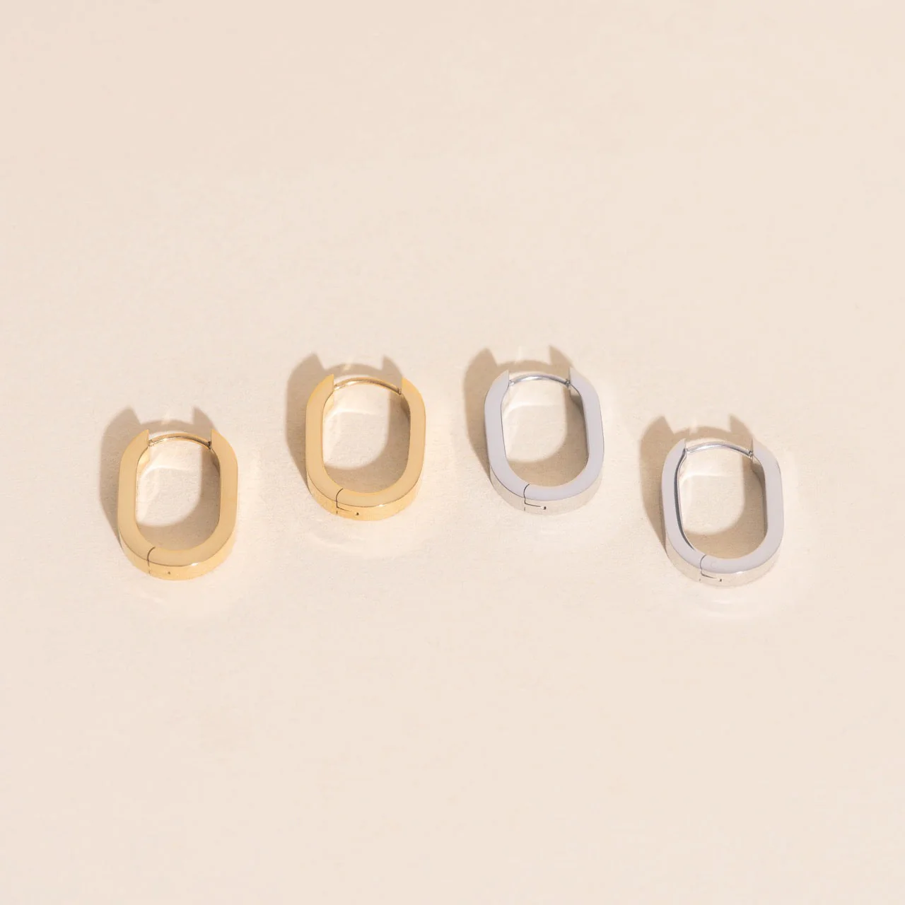 Titanium Smooth Oblong Huggie Hoop Earrings - Image 6