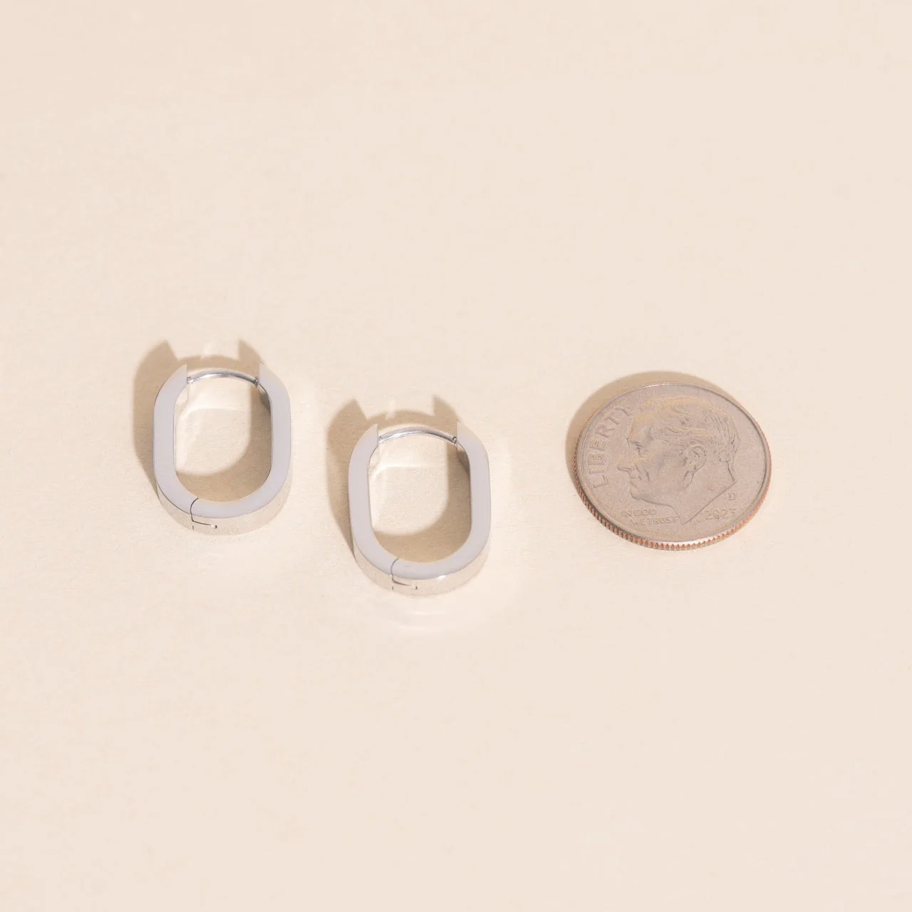 Titanium Smooth Oblong Huggie Hoop Earrings - Image 7