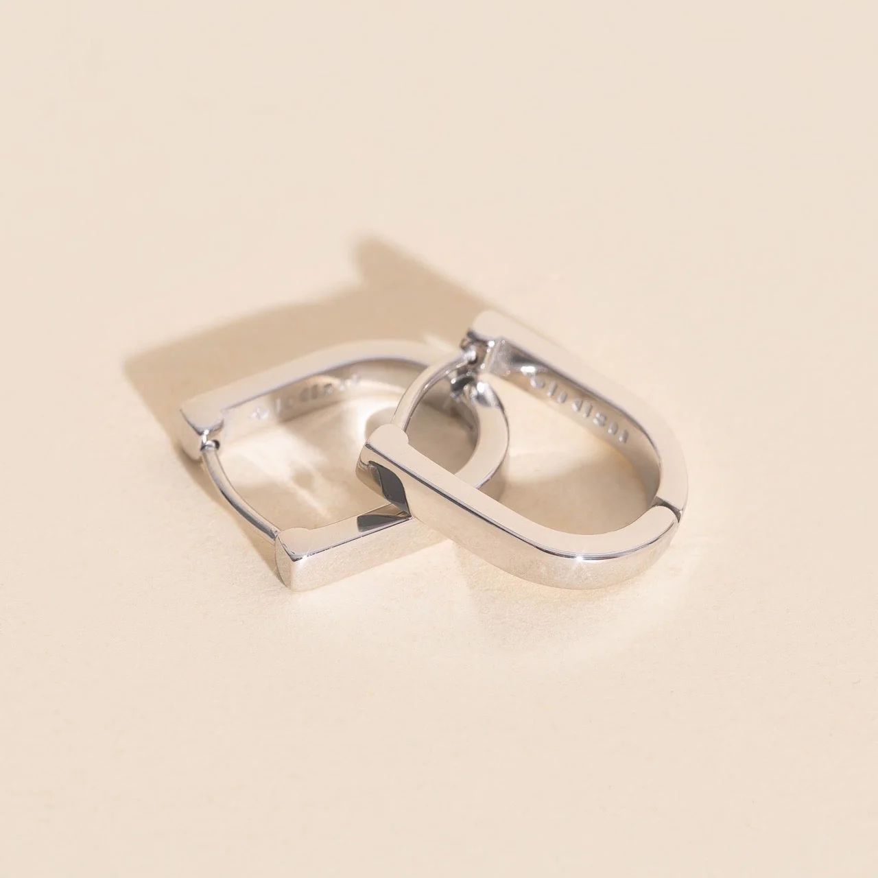 Titanium Smooth Stirrup Chunky Huggie Hoop Earrings - Image 3