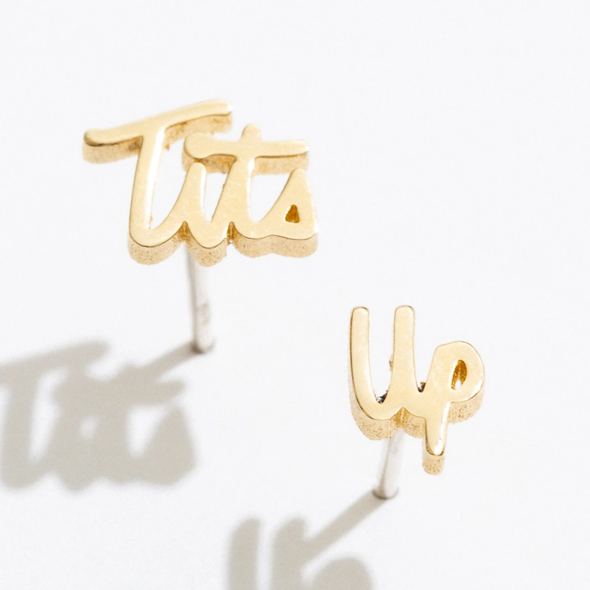 Tits Up Script Stud Earrings - Image 9