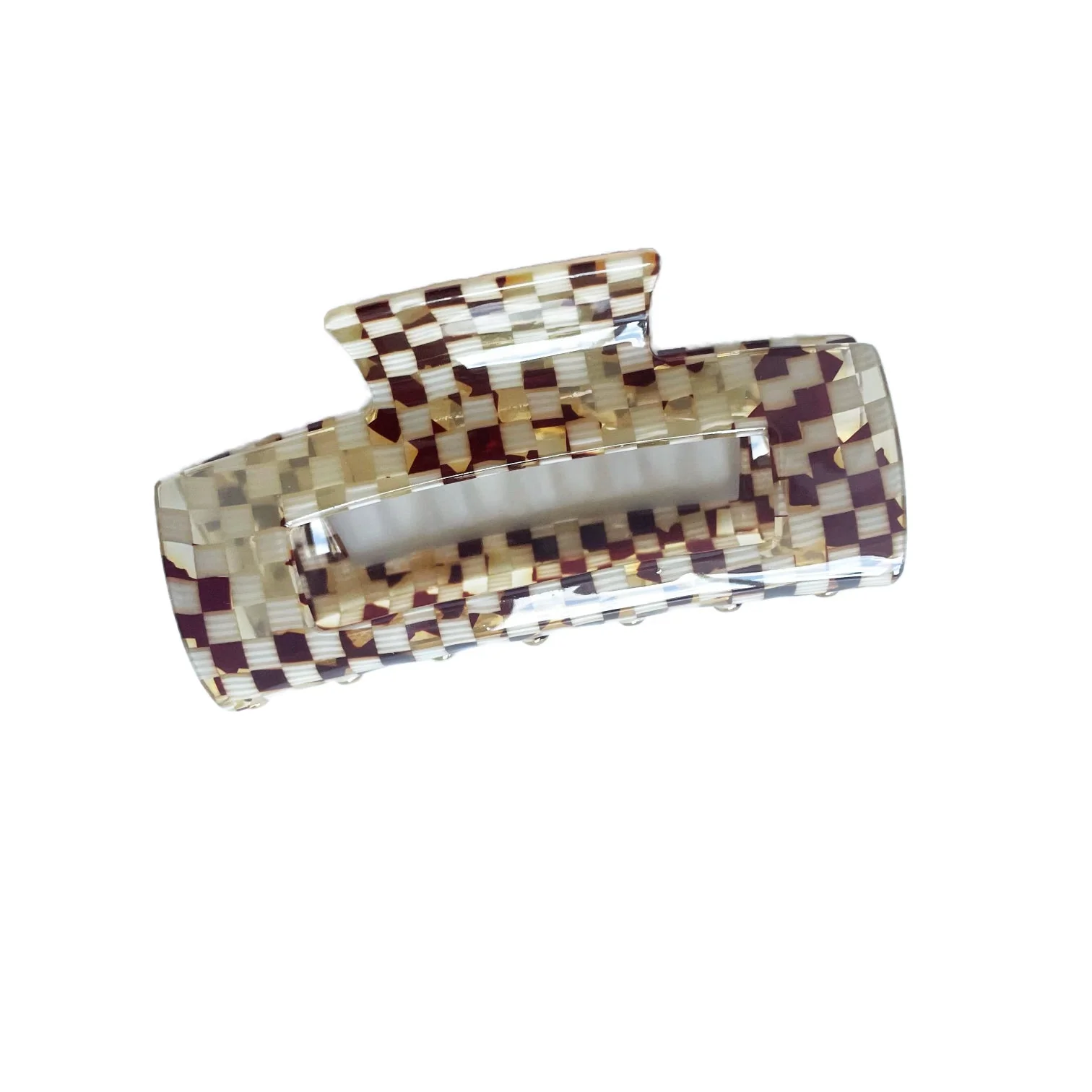 Tortoise Checkered Claw Hair Clip - Image 2