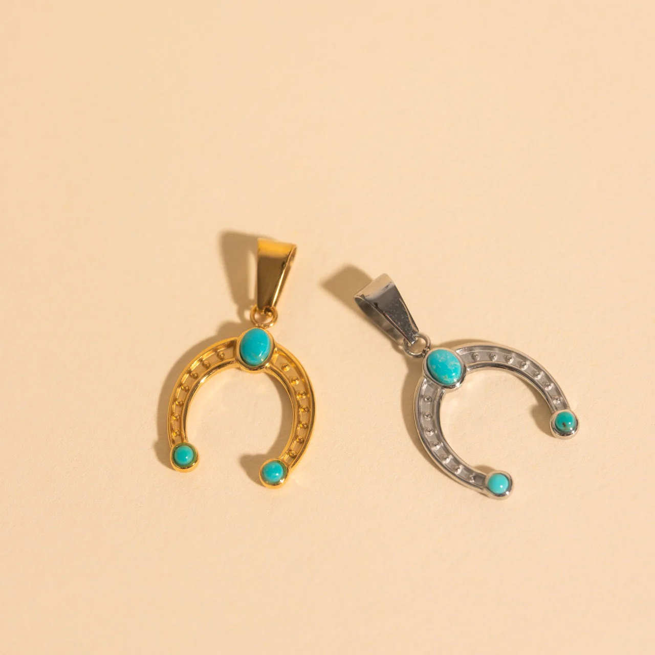 Turquoise Horseshoe Necklace Charm - Image 2