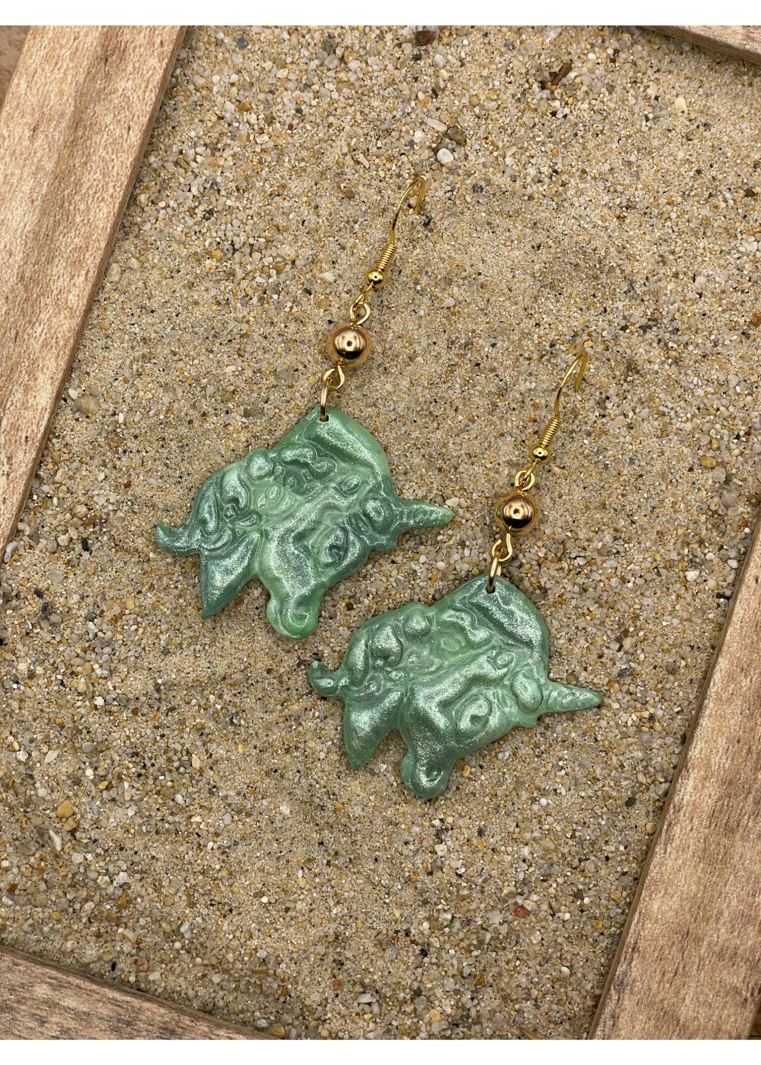 Unicorn Face Dangle Earrings - Sage - Image 3