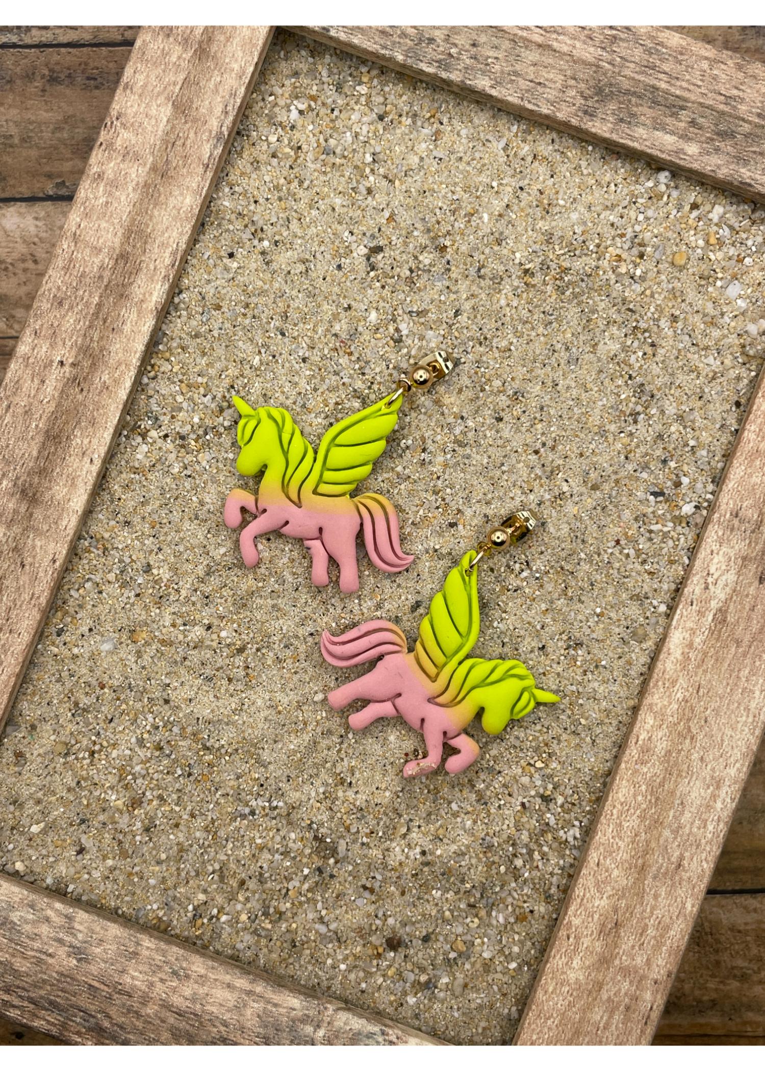 Unicorn Ombre Dangle Earrings - Pink - Image 3