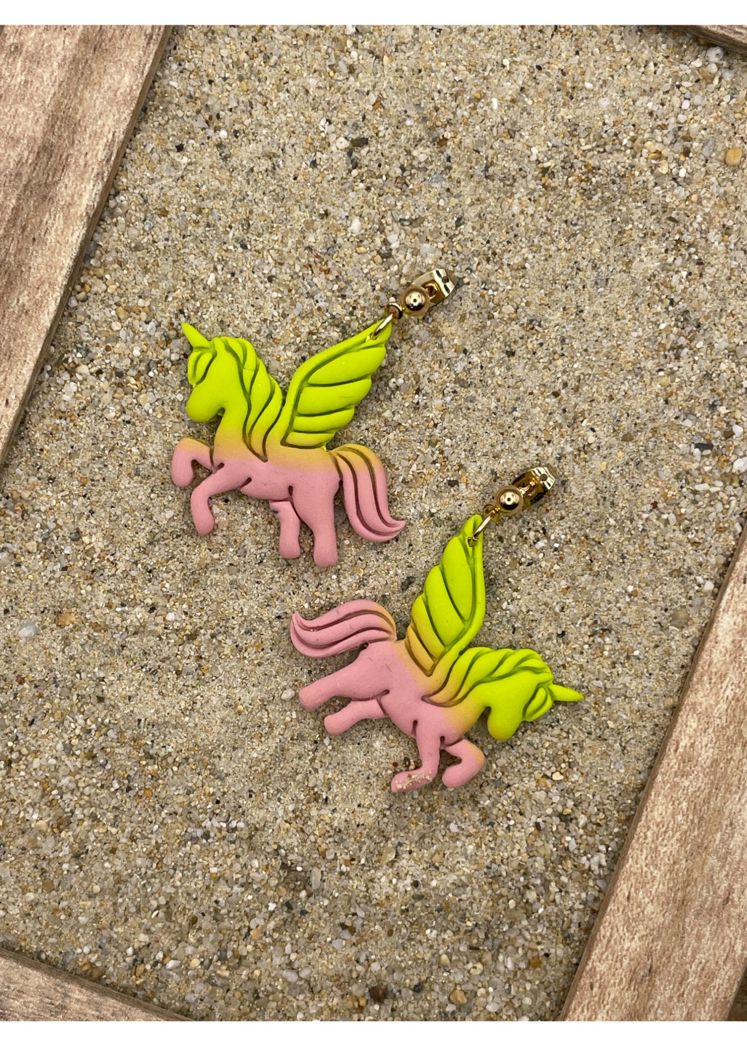 Unicorn Ombre Dangle Earrings - Pink - Image 4