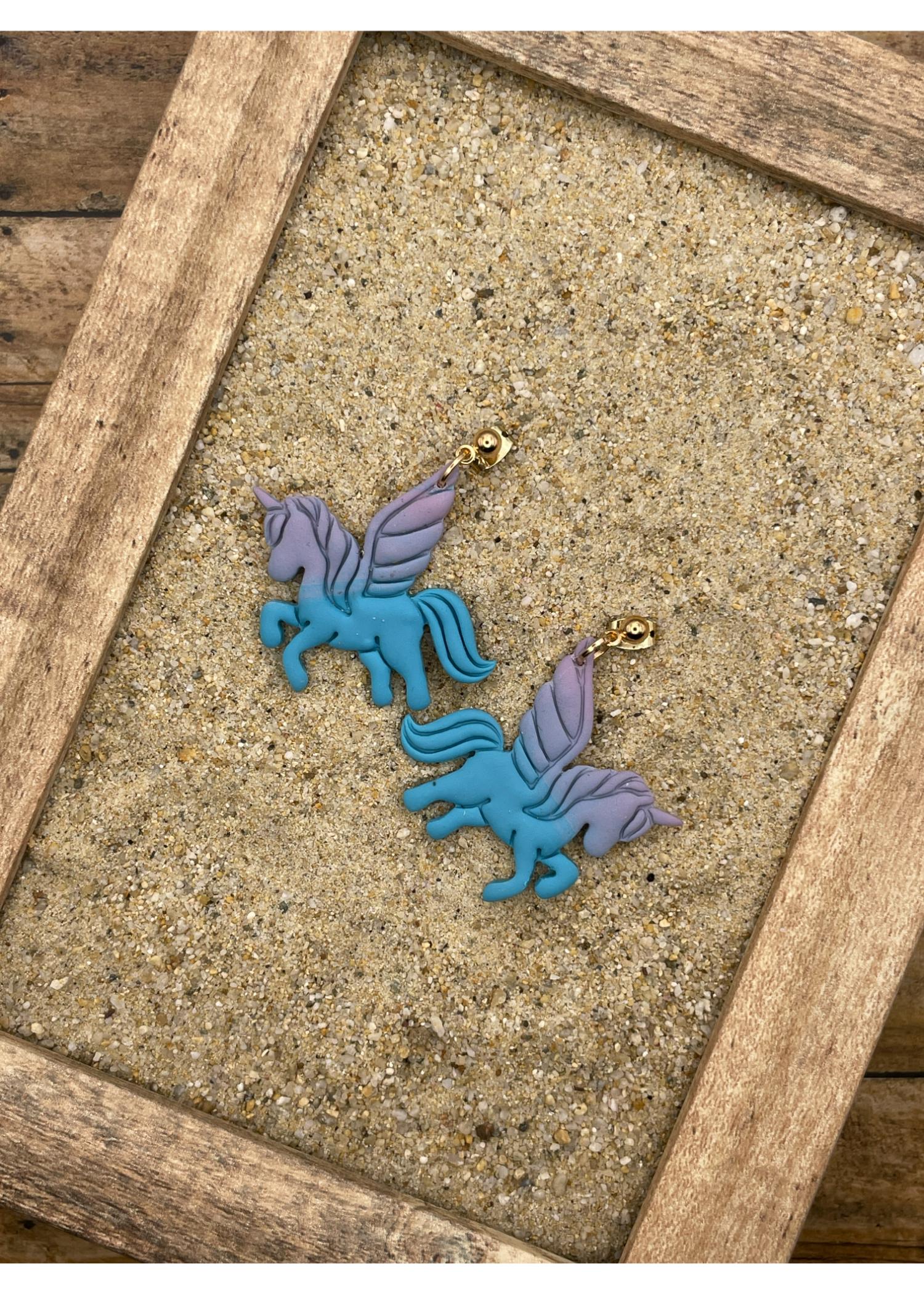 Unicorn Ombre Dangle Earrings - Purple - Image 3