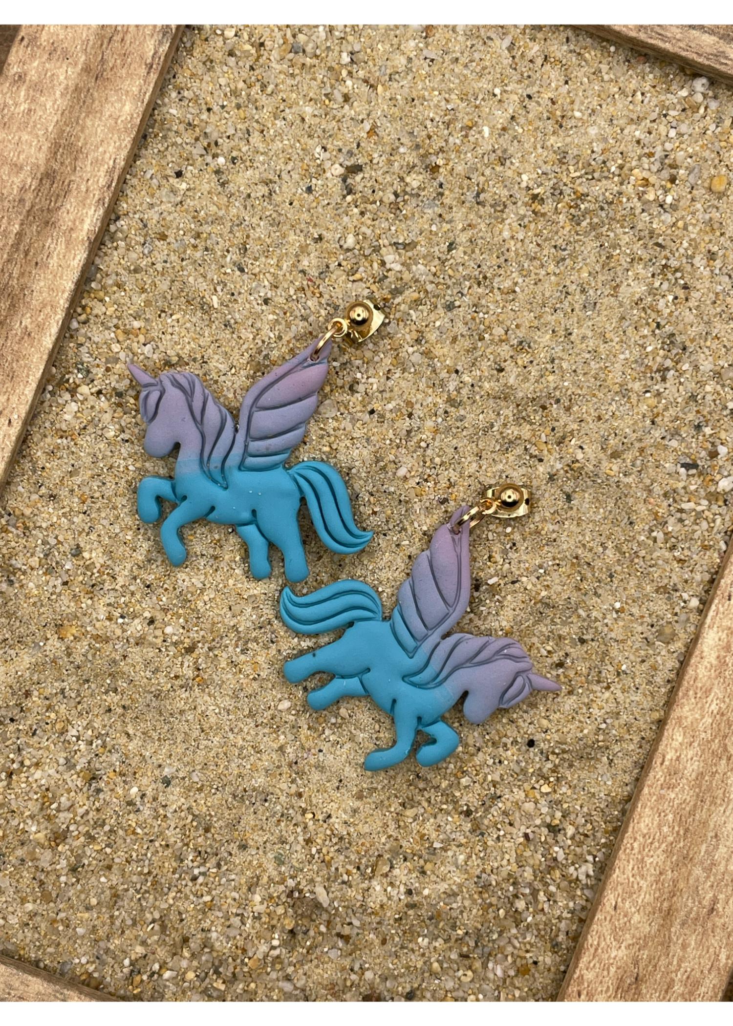 Unicorn Ombre Dangle Earrings - Purple - Image 4
