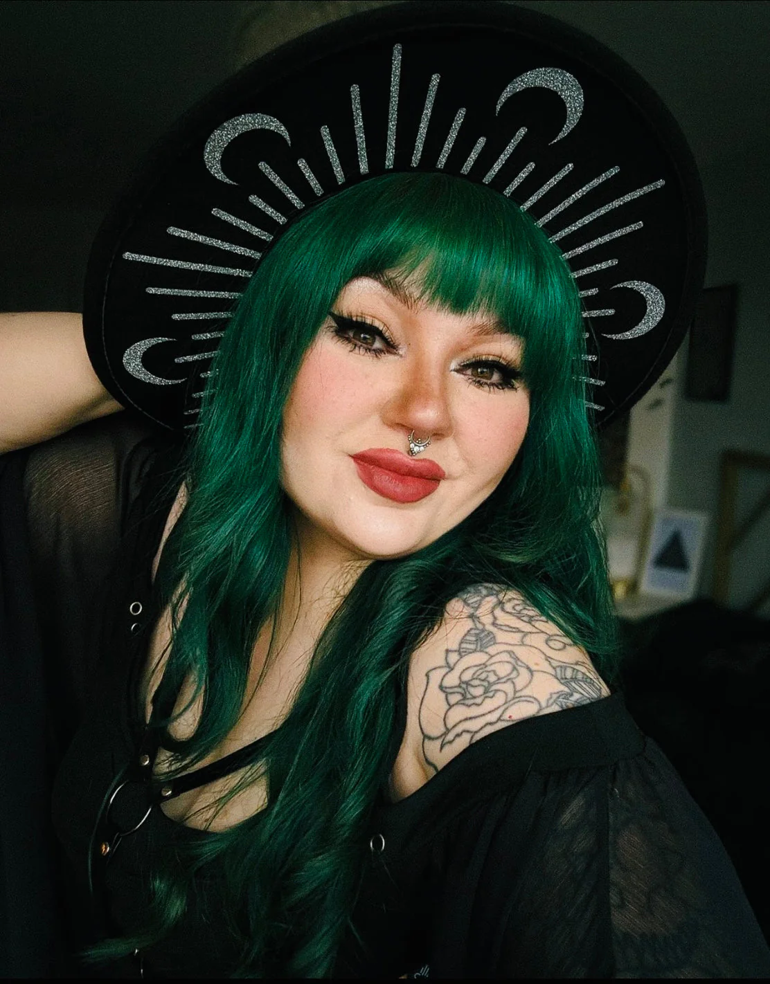 Vegan Felt Hat - XL Brim - Glitter Moon Burst - Image 3