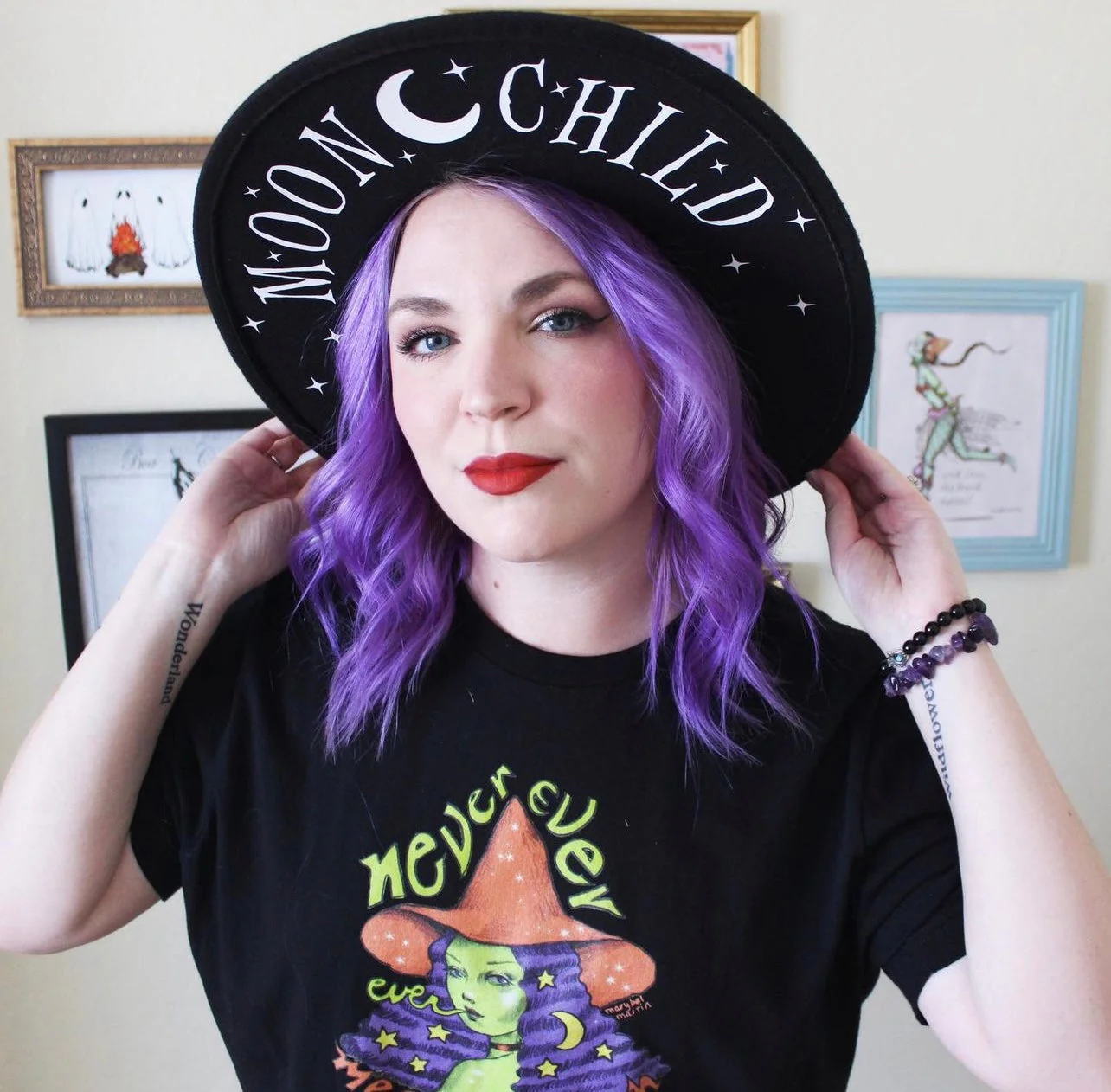 Vegan Felt Hat - XL Brim - Moon Child - Image 2