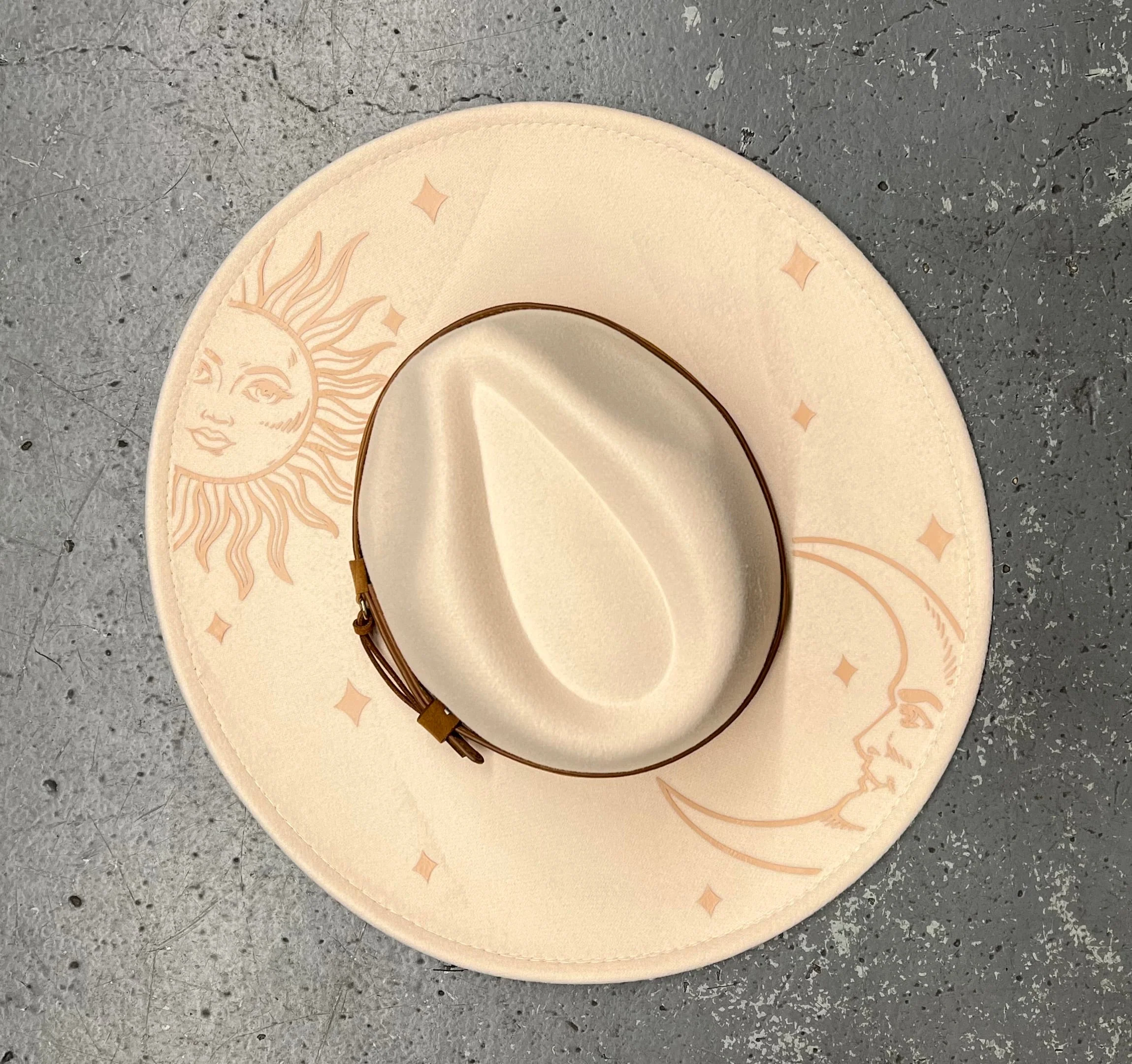 Vegan Felt Hat - XL Brim - Sun & Moon