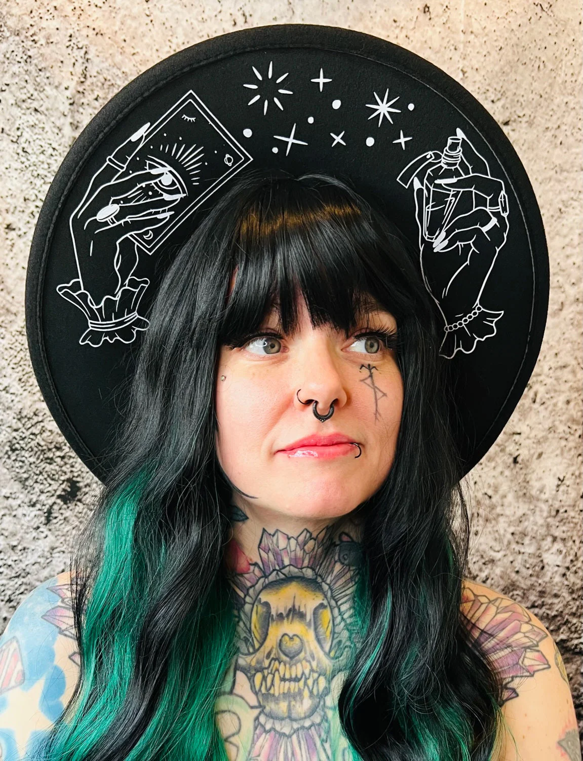 Vegan Felt Hat - XL Brim - Hands of Tarot - Image 2