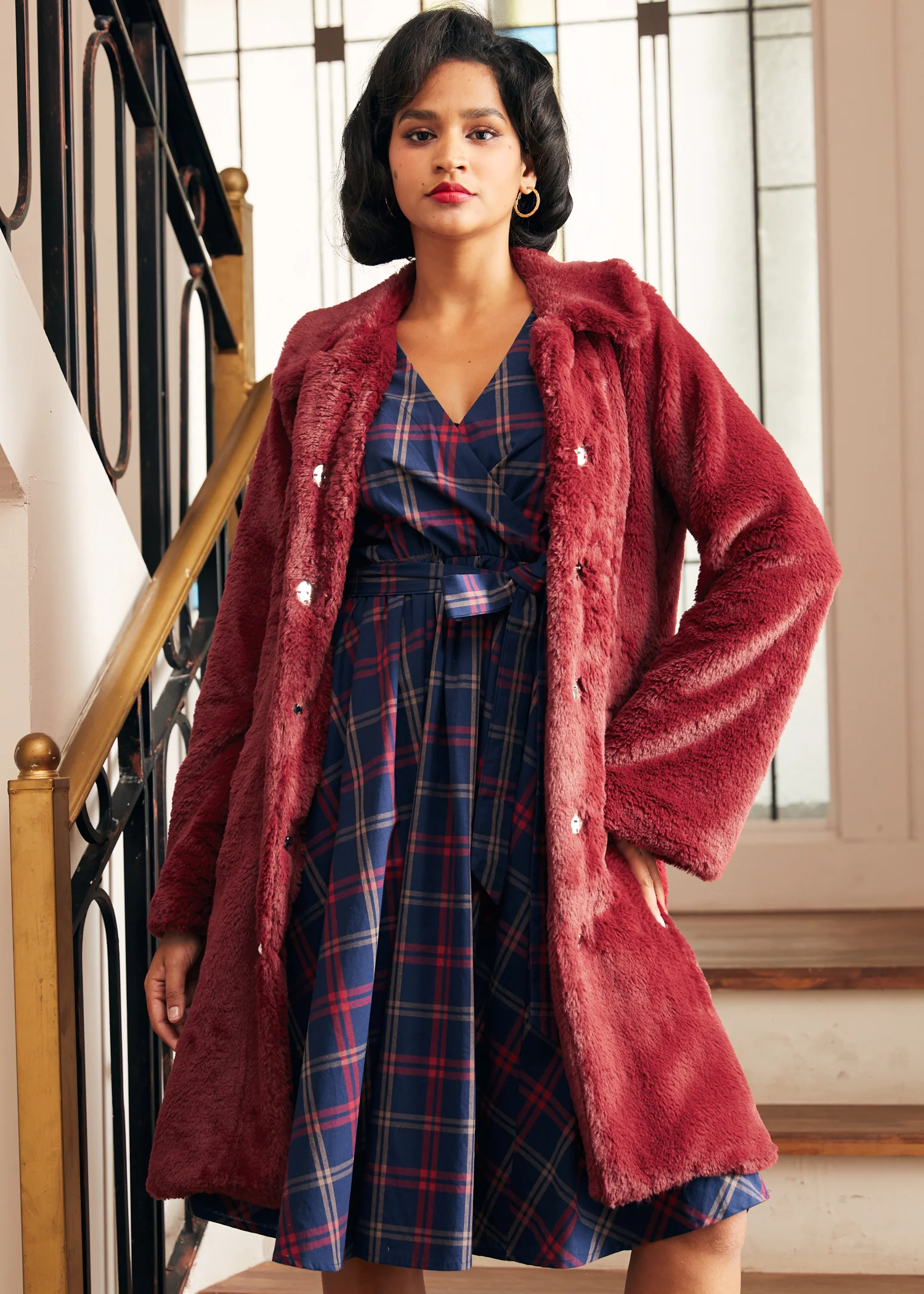 Retro Glam Swing Fur Coat - Image 7