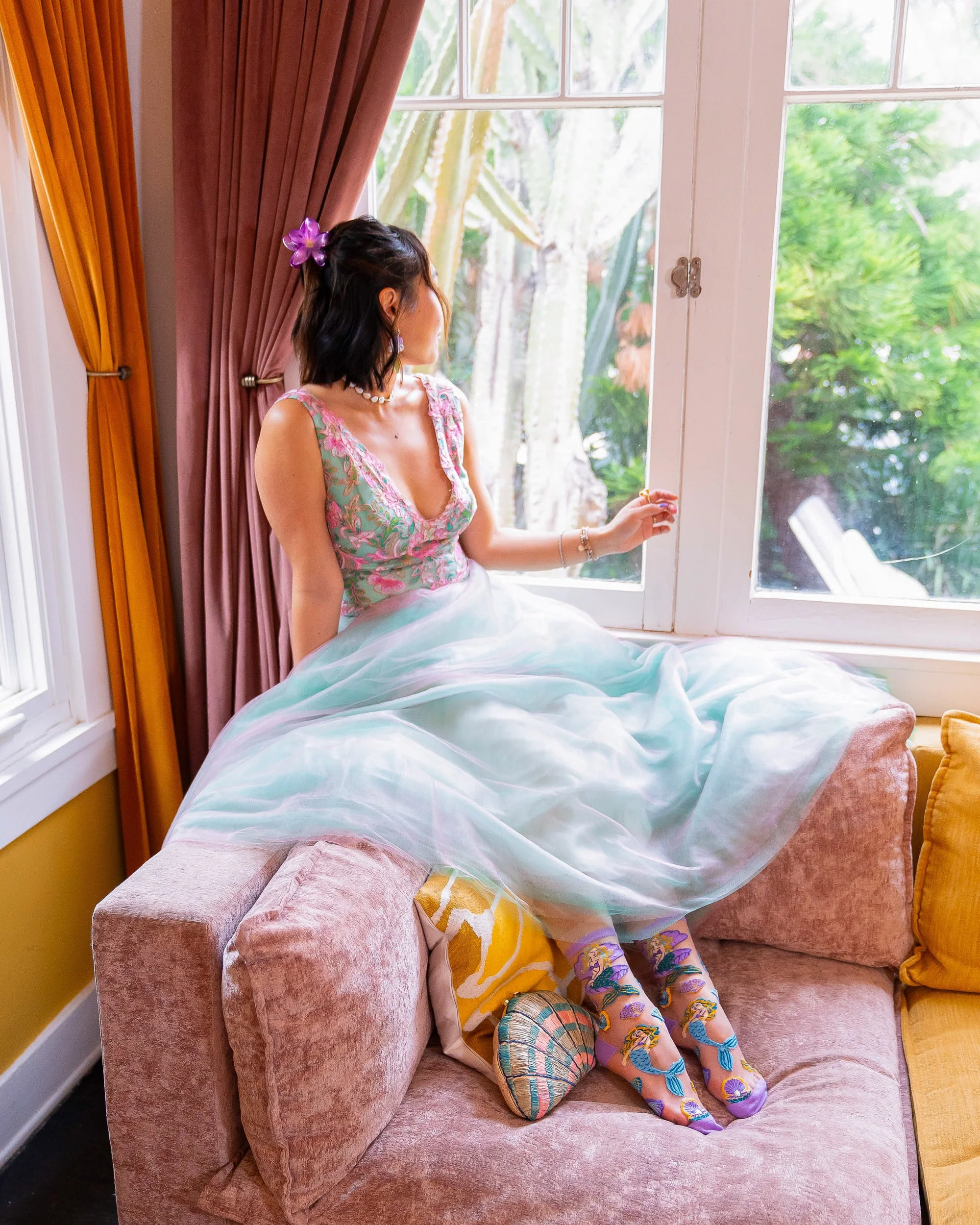 Whimsical Mermaid Ruffle Sheer Crew Sock - Image 5