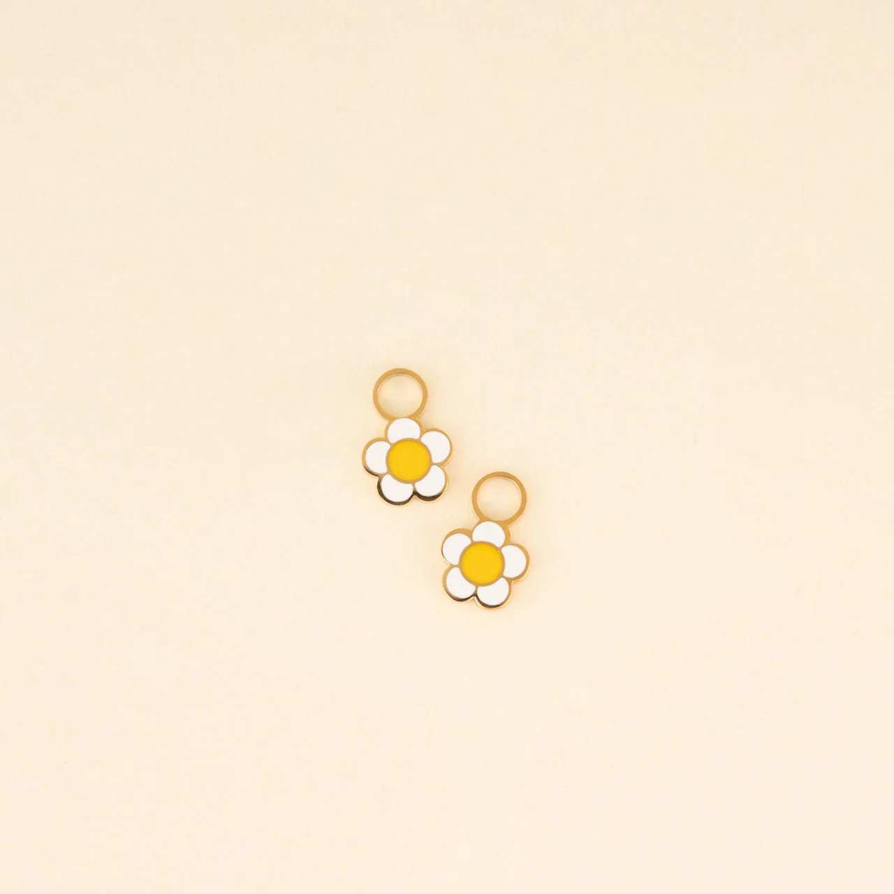 White Flower Huggie Hoop Charms