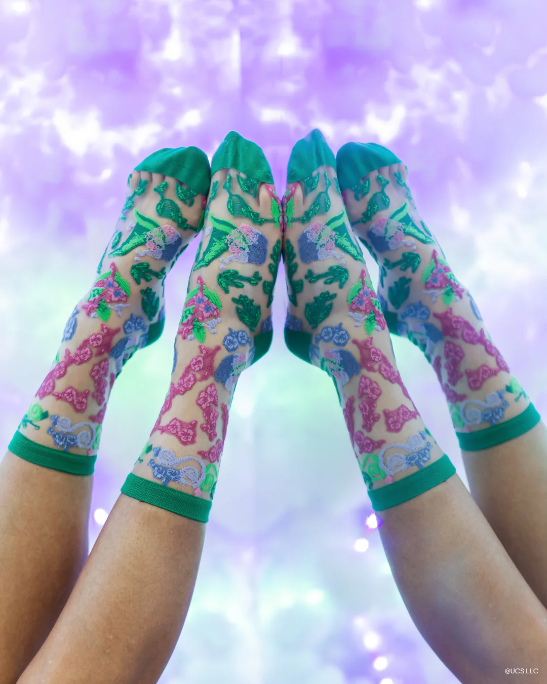 Wicked For Good Floral Sheer Crew Sock - Image 2