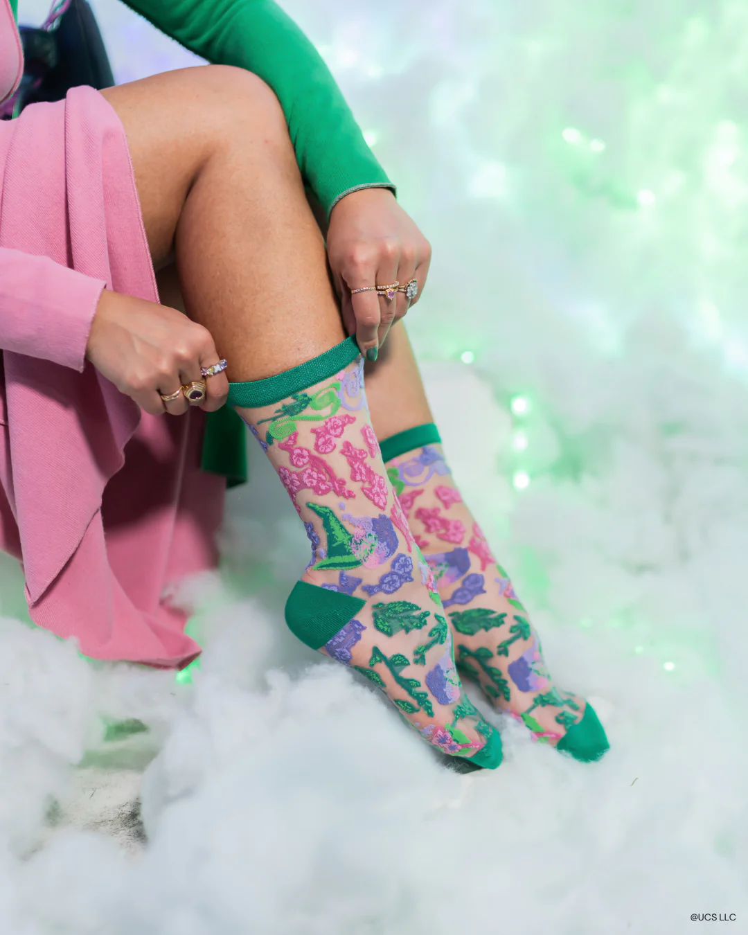 Wicked For Good Floral Sheer Crew Sock - Image 5