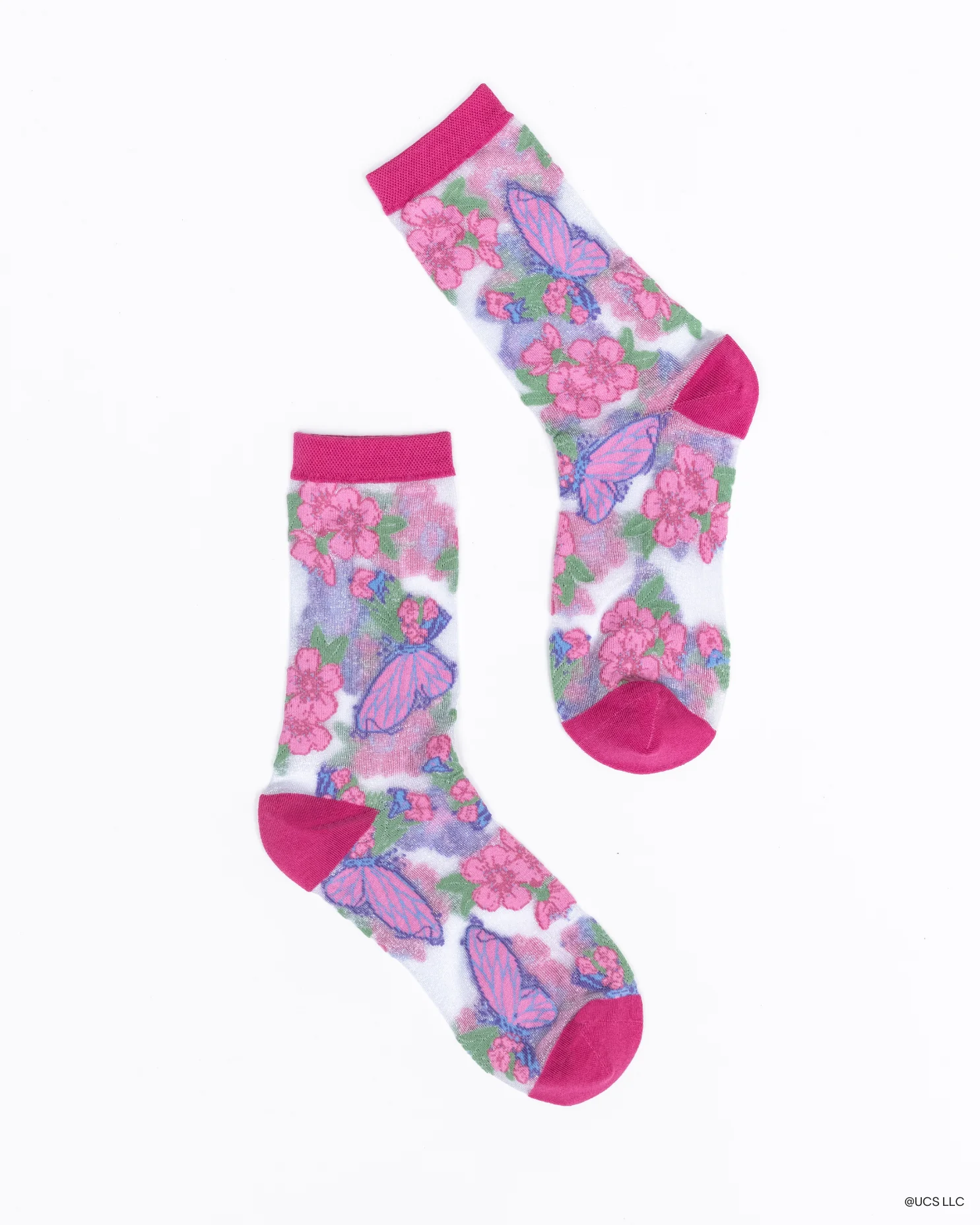 Wicked Glinda Land Butterfly Shimmer Sheer Crew Sock - Image 2