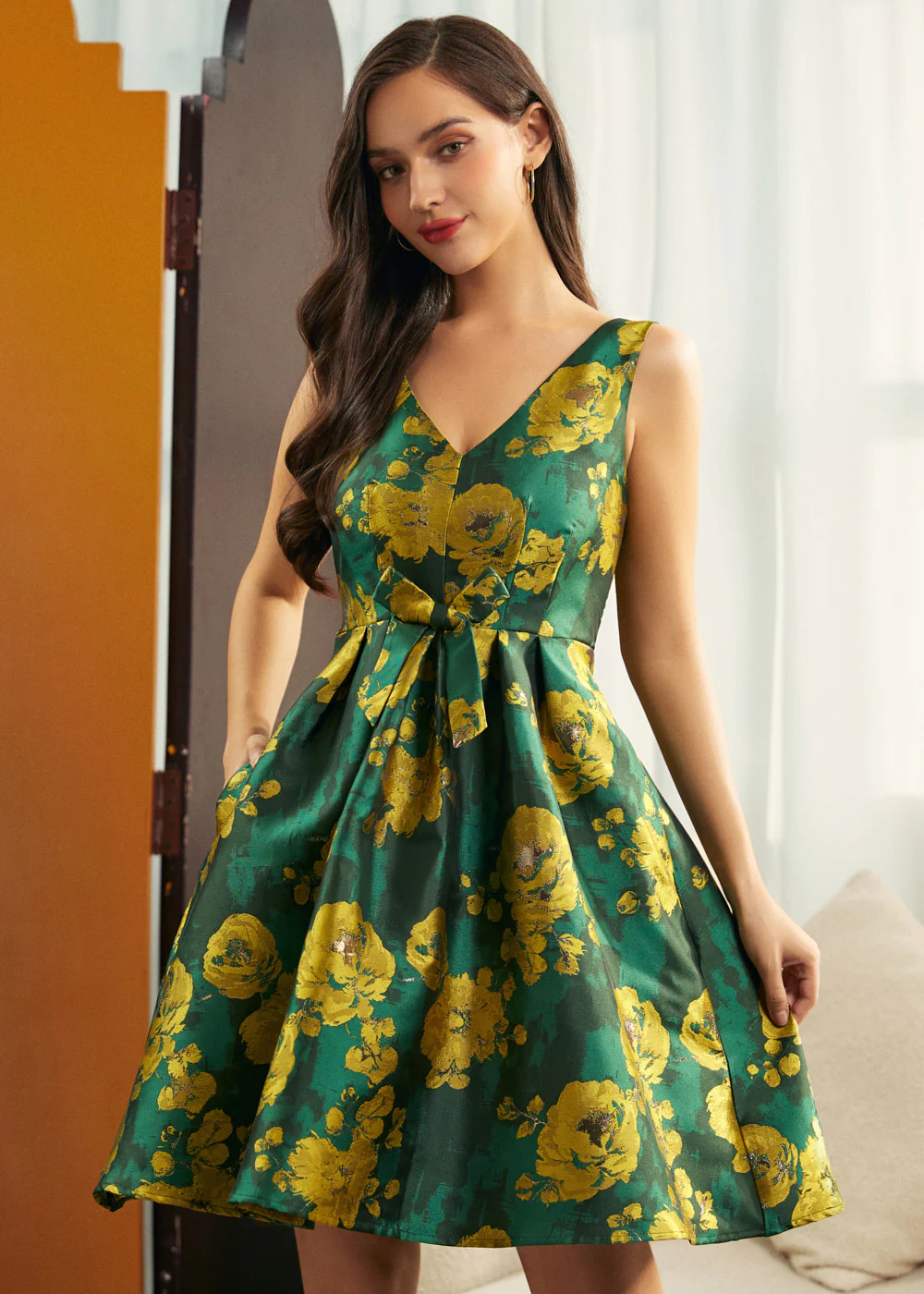 Gilded Garden Fit & Flare Dress - Image 4