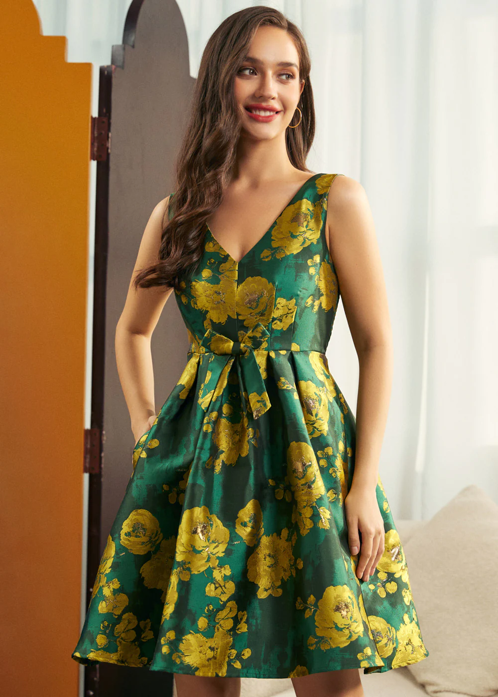 Gilded Garden Fit & Flare Dress - Image 5
