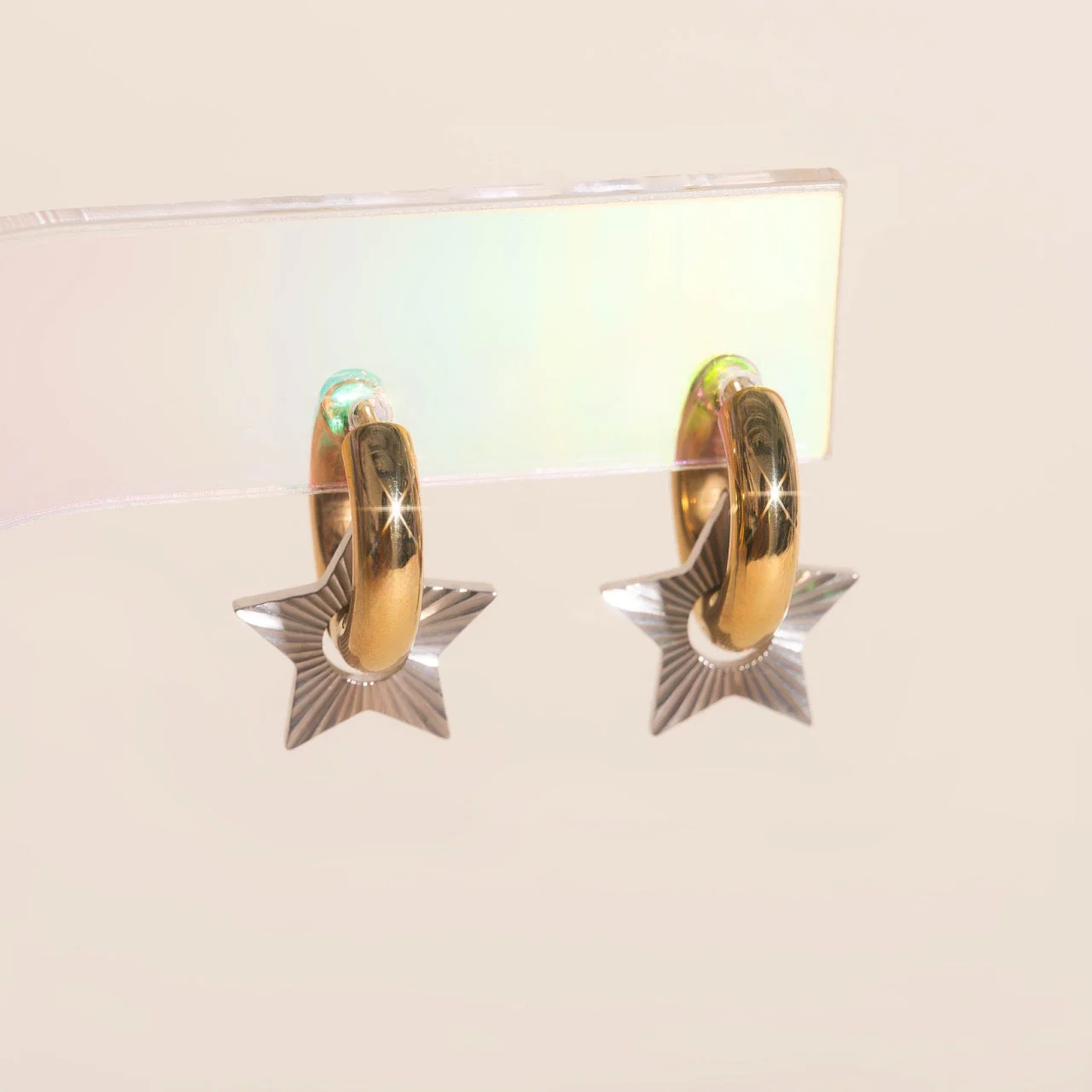 Winter Star Chunky Huggie Hoop Charms - Image 4