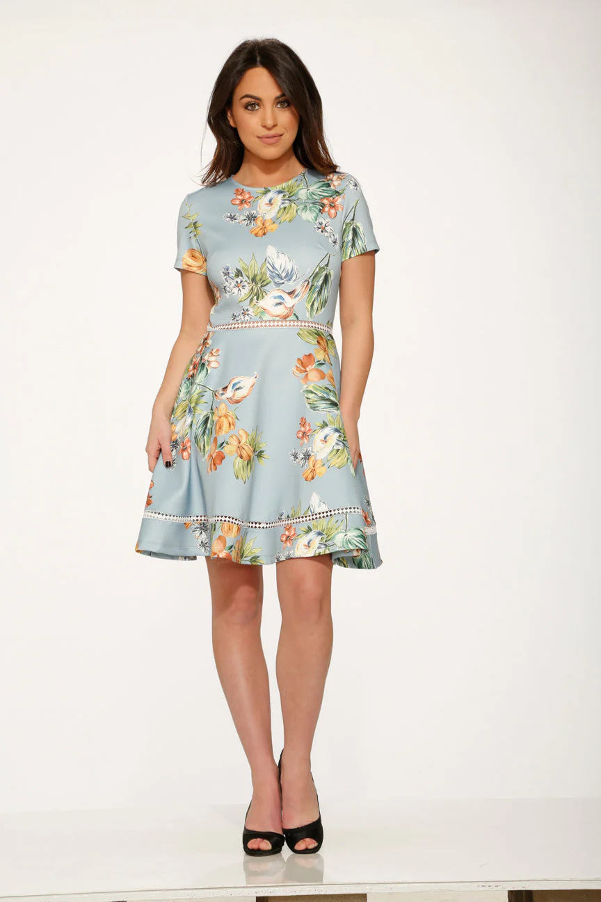 Mint Floral Swing Dress - Image 3