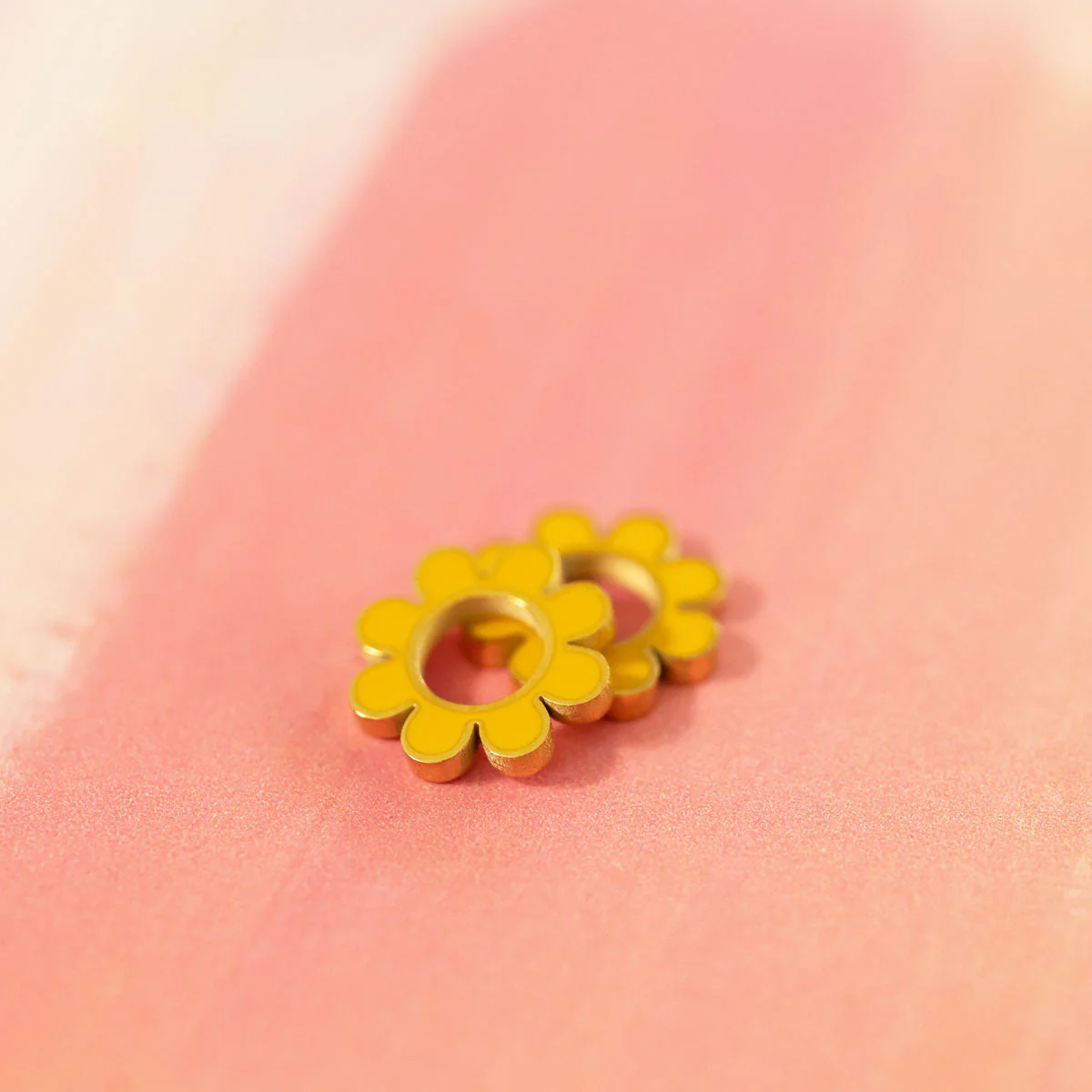 Yellow Flower Huggie Hoop Charms