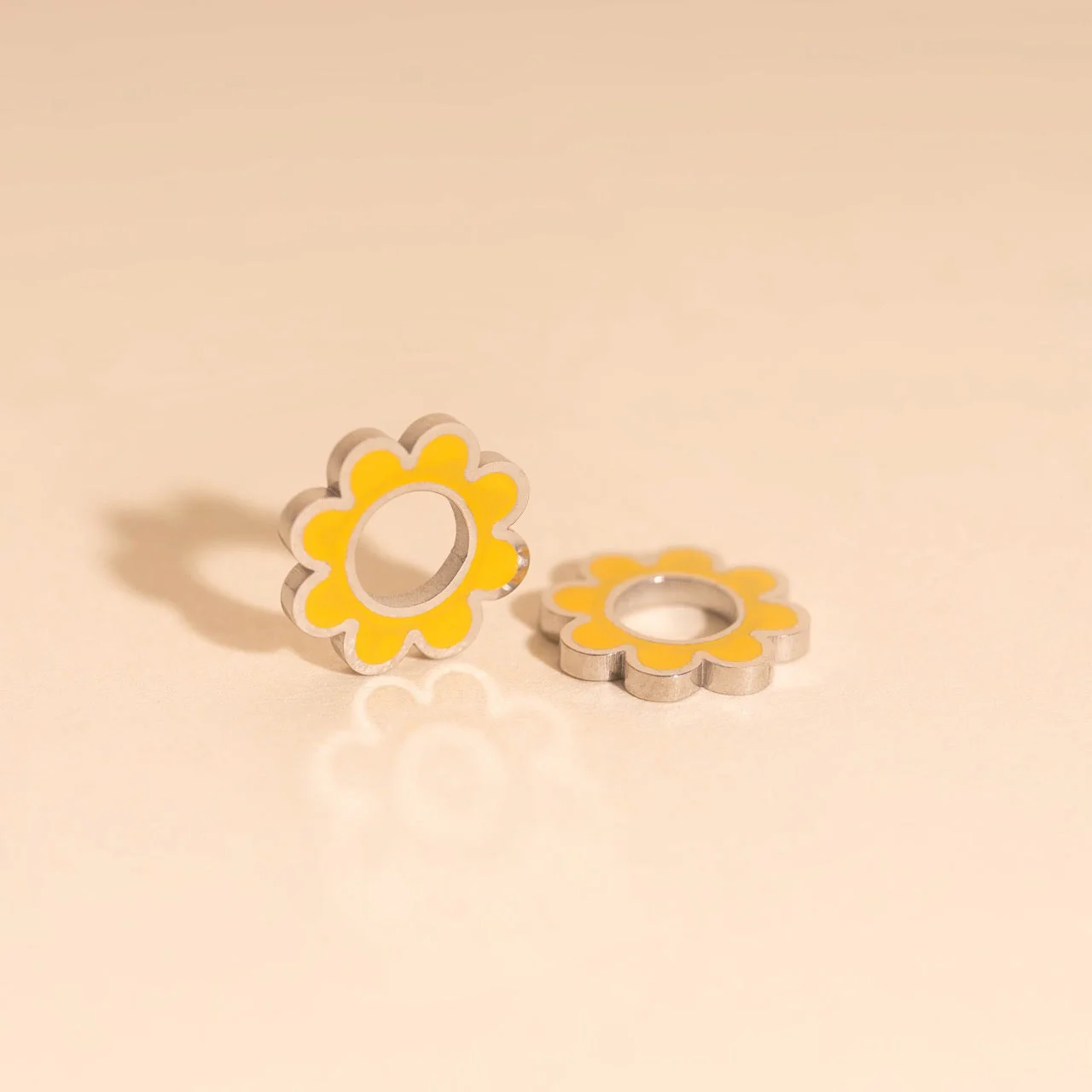 Yellow Flower Huggie Hoop Charms - Image 2