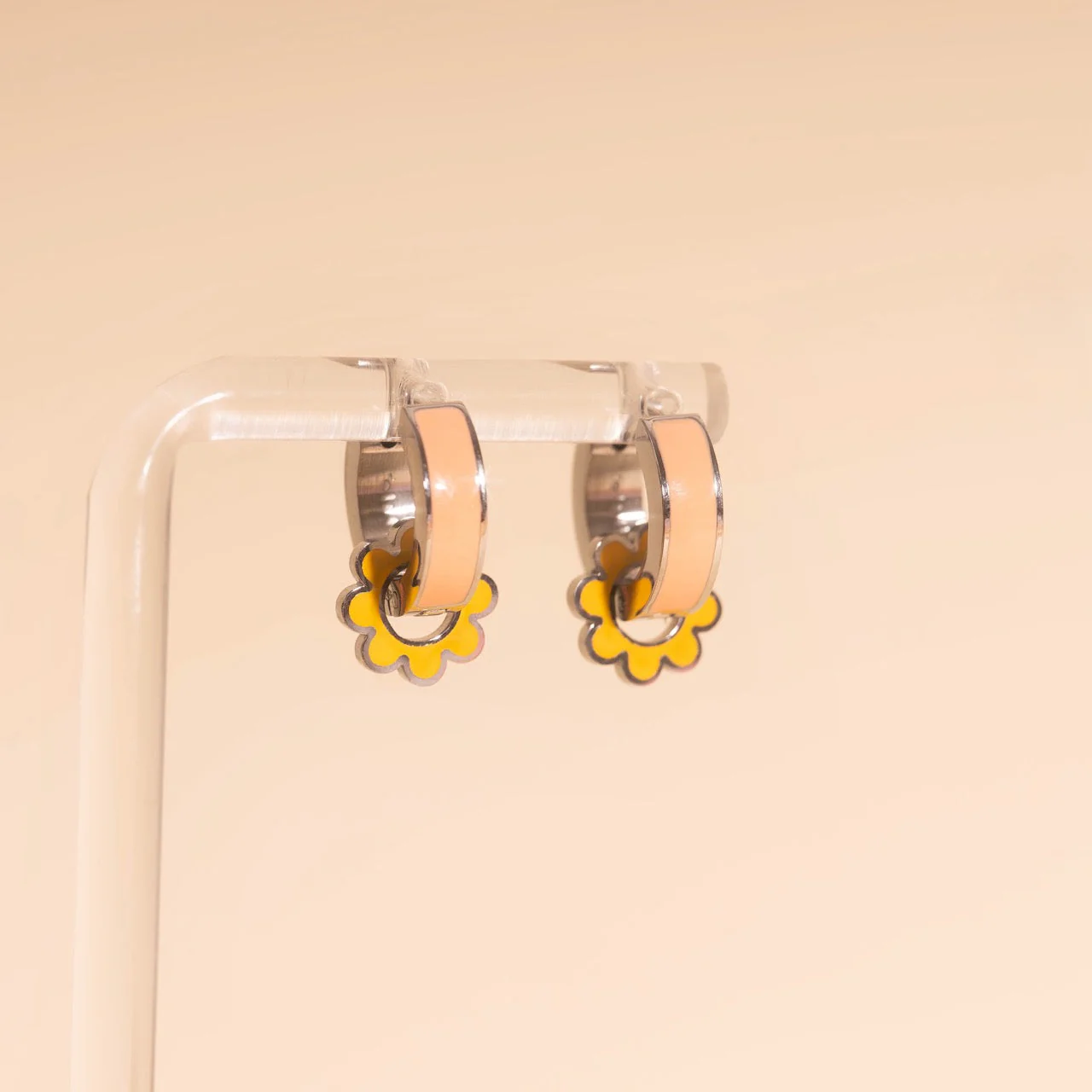 Yellow Flower Huggie Hoop Charms - Image 3