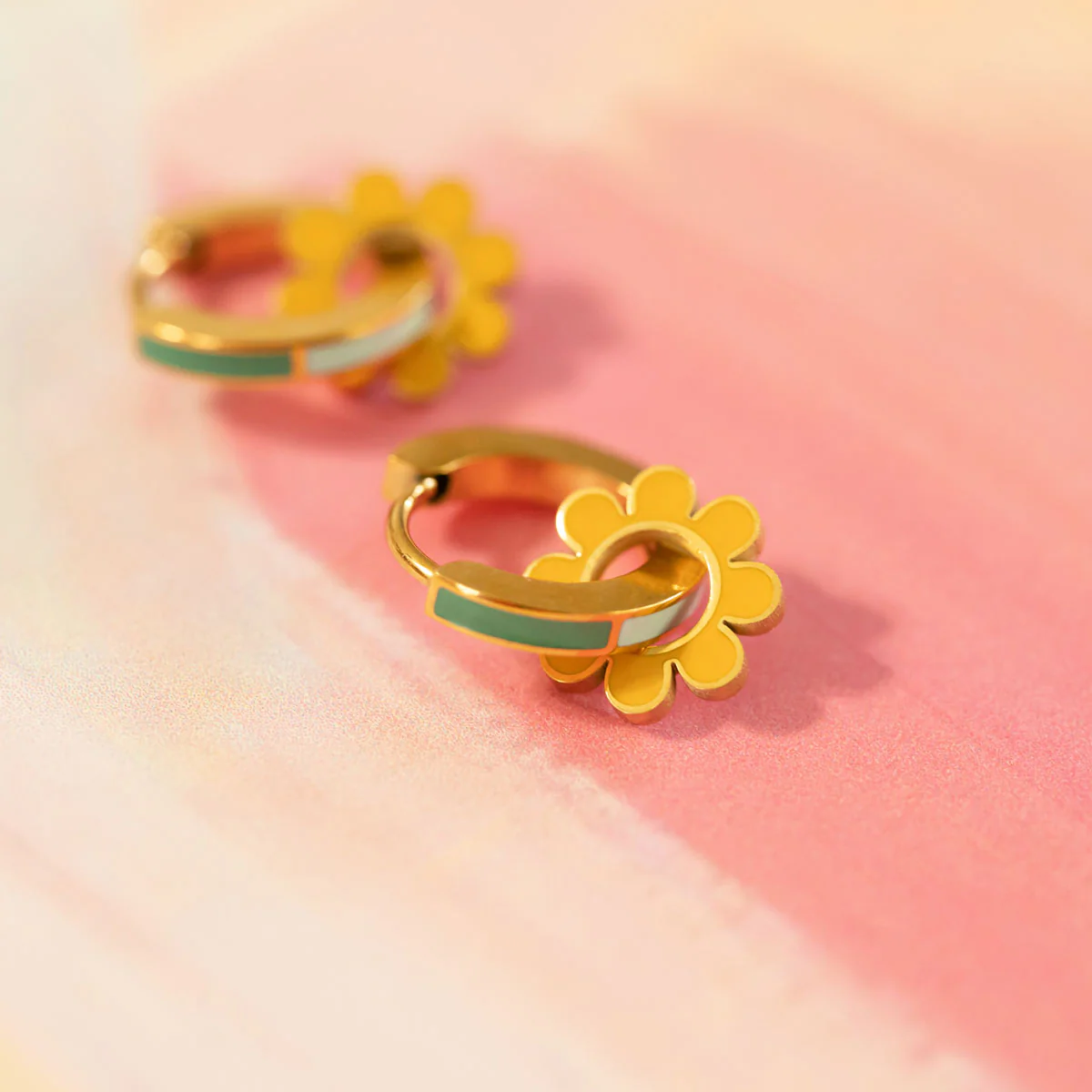 Yellow Flower Huggie Hoop Charms - Image 7