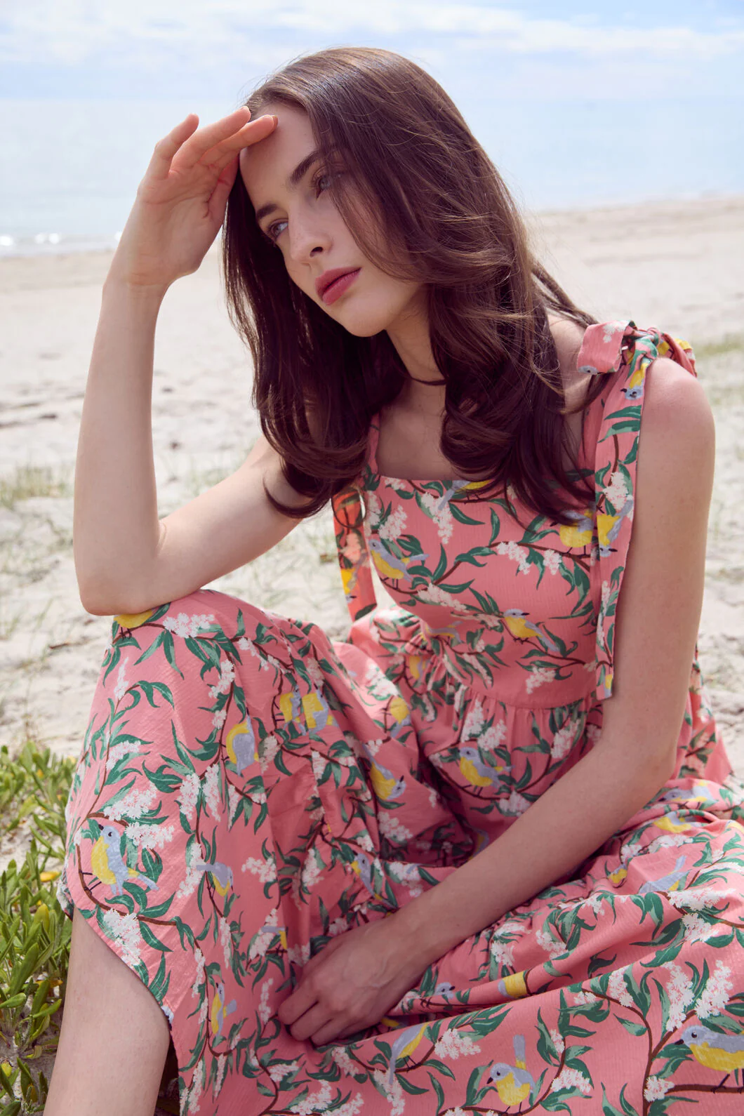 Yellow Robin Tiered Midi Dress