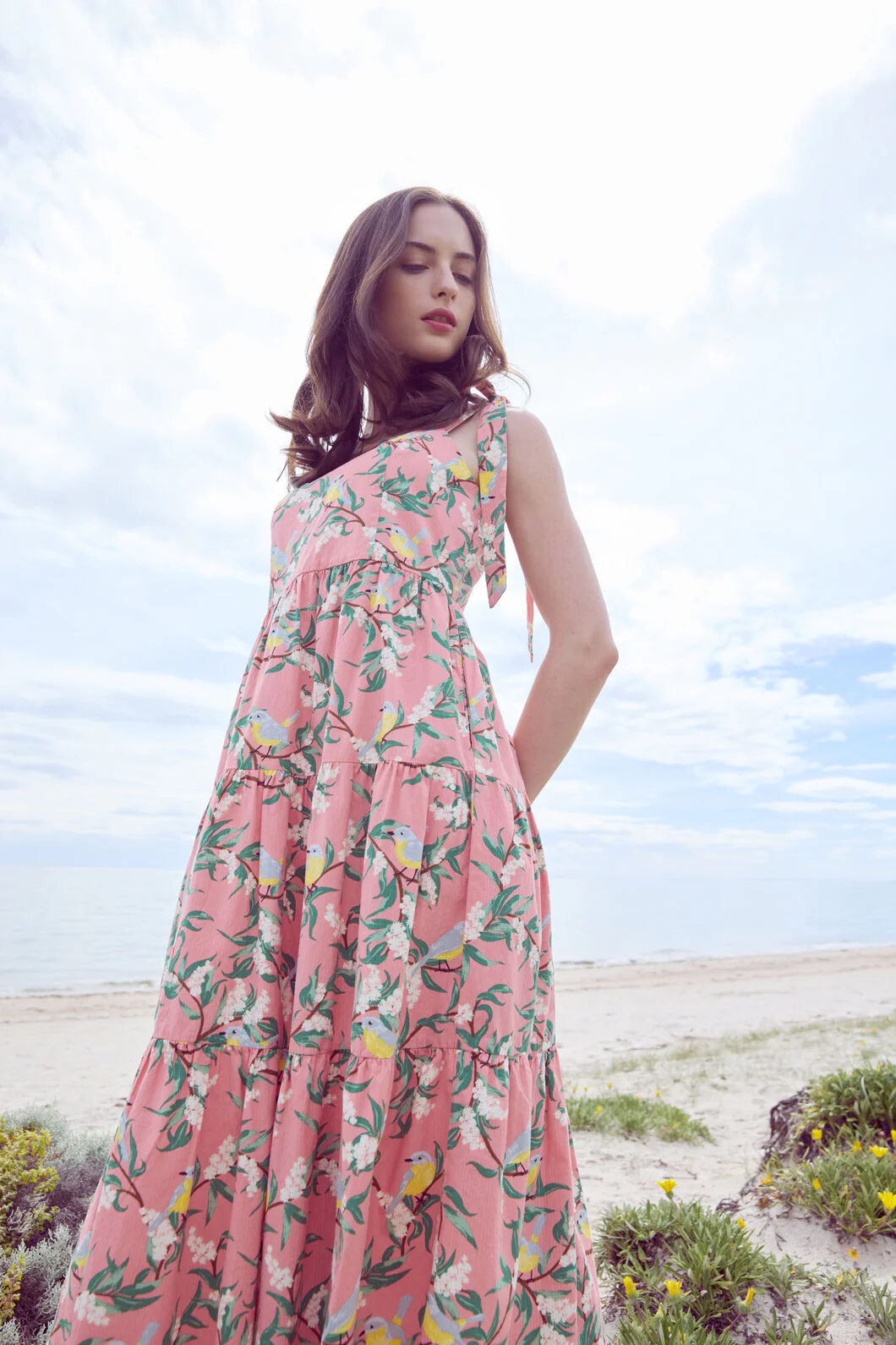 Yellow Robin Tiered Midi Dress - Image 3